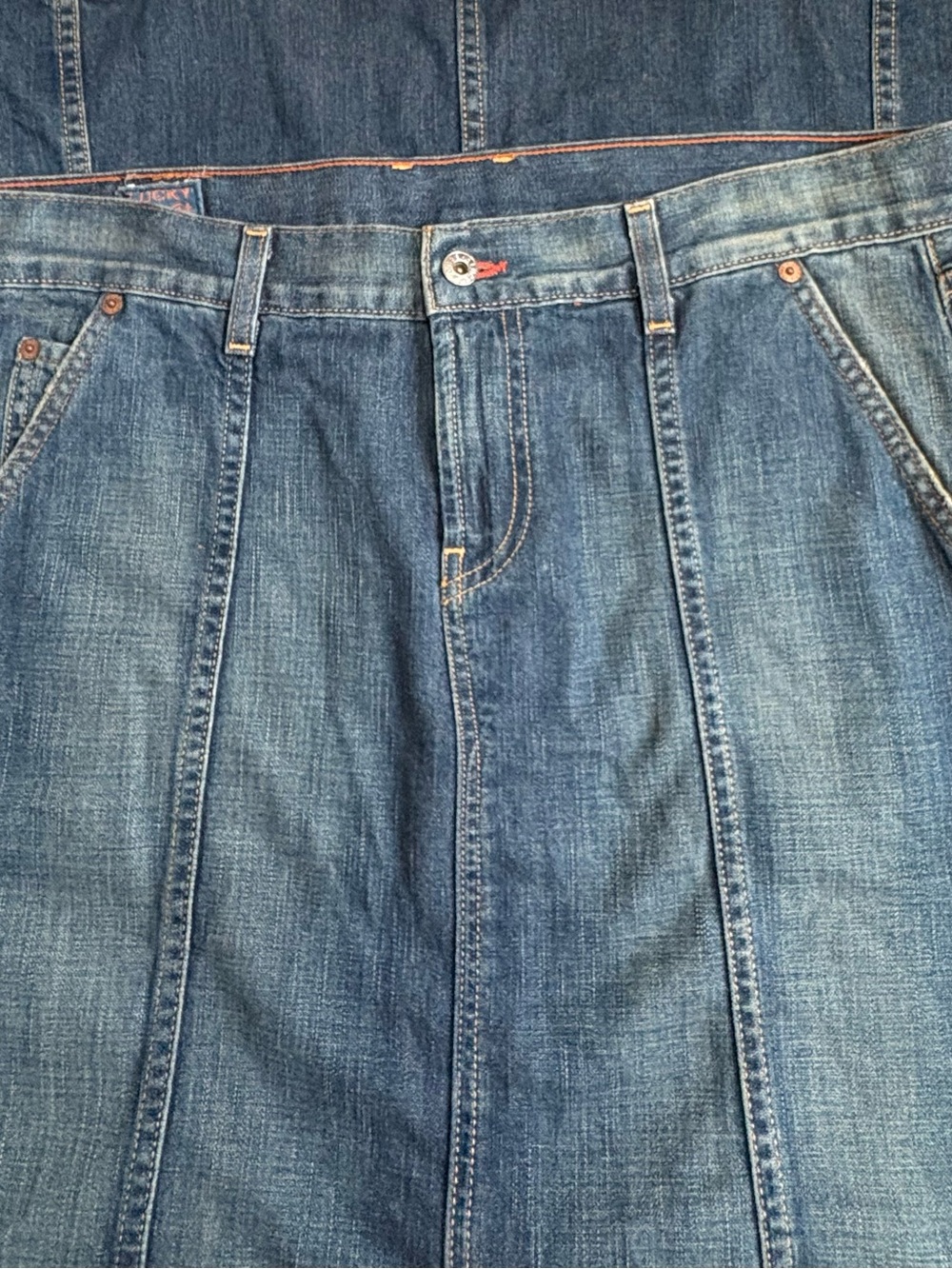 Lucky Brand Vintage Y2K Denim Maxi Skirt Destiny Made in USA Size 12/31 - Picture 4 of 14